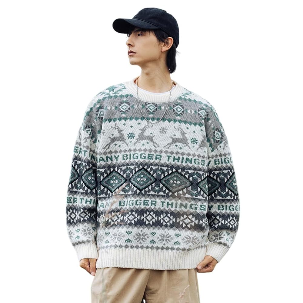 Amazon.com: Men's Harajuku Long Sleeve Sweater Vintage